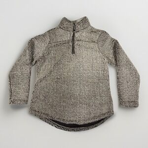 Green Tea Sherpa Teddy Bear Fleece Jacket Womens‎ Large Gray Mock Neck 1/4 Zip